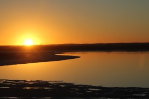 Sonnenuntergang am Pink Lake